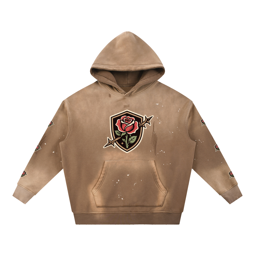 “Scarlett Letter” Washed Frayed Fleece Hoodie