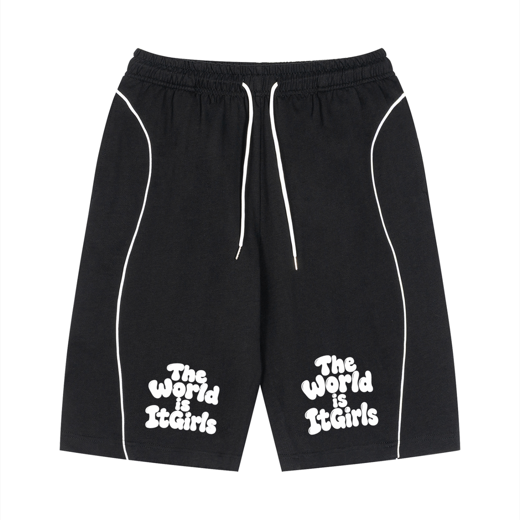Unisex Piping Drawstring Shorts