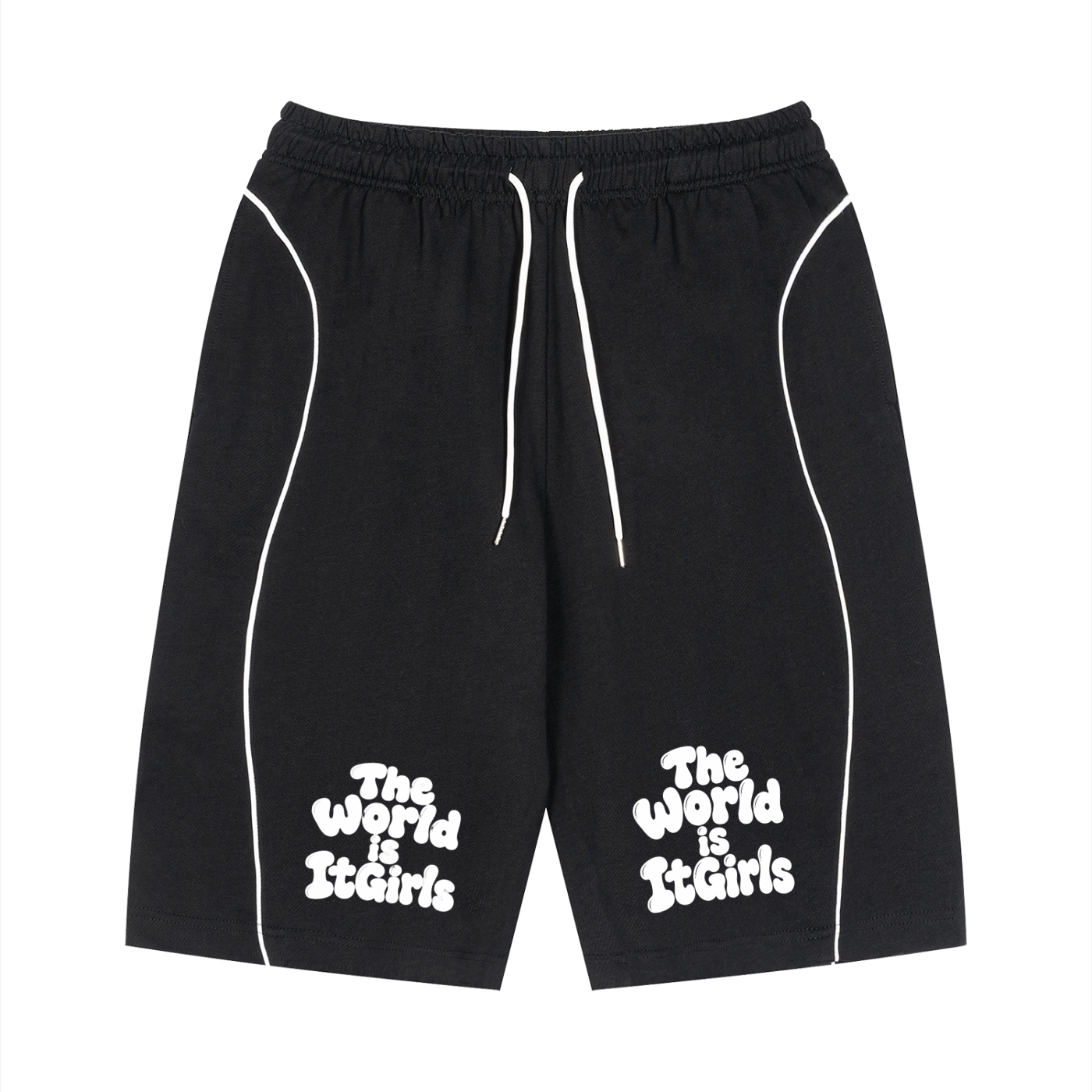 Unisex Piping Drawstring Shorts